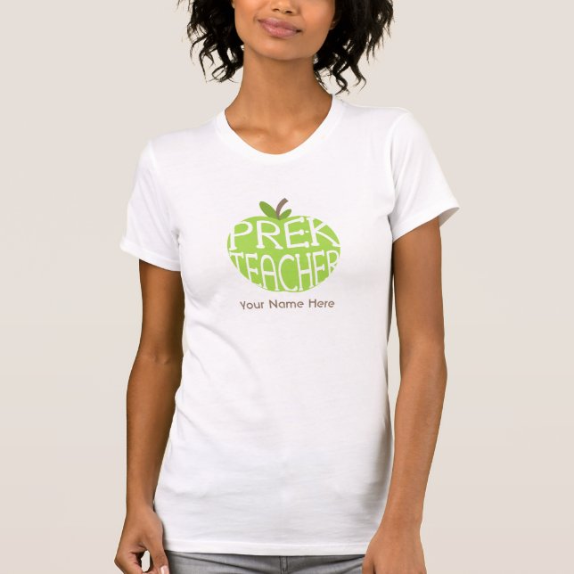 Green Apple Pre Kindergarten Teacher Shirt (Front)