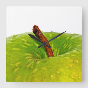 Green Apple Square Wall Clock