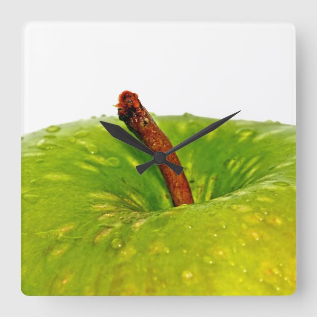 Green Apple Square Wall Clock (Front)