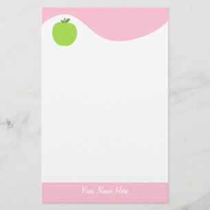 Green Apple Stationery With Pink