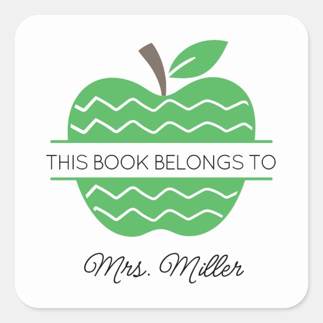 Green Apple Teacher Book Belongs To Label (Front)