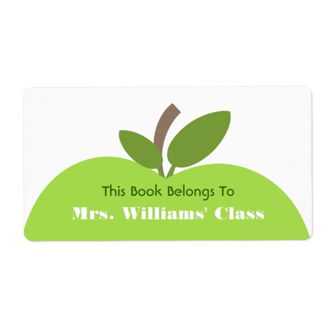 Green Apple Teacher Bookplate For Classroom (Front)