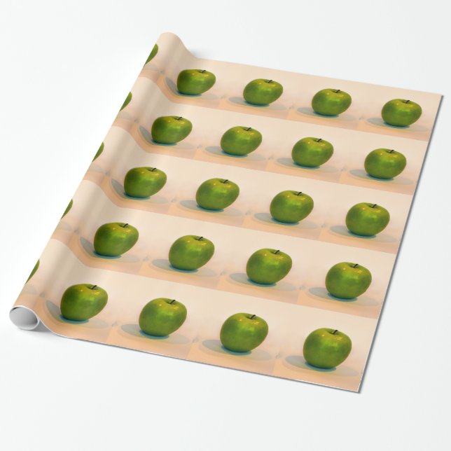 Green Apple Trio Wrapping Paper (Unrolled)