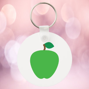 Green Apple with Leaf Key Ring