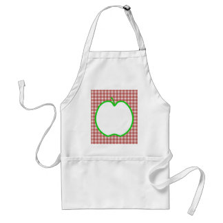 Green Apple with Red and White Check Pattern. Standard Apron