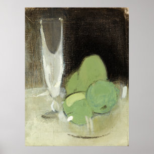 Green Apples and Champagne Glass, H.Schjerfbeck Poster