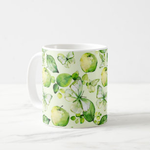 Green Apples Butterflies Coffee Mug