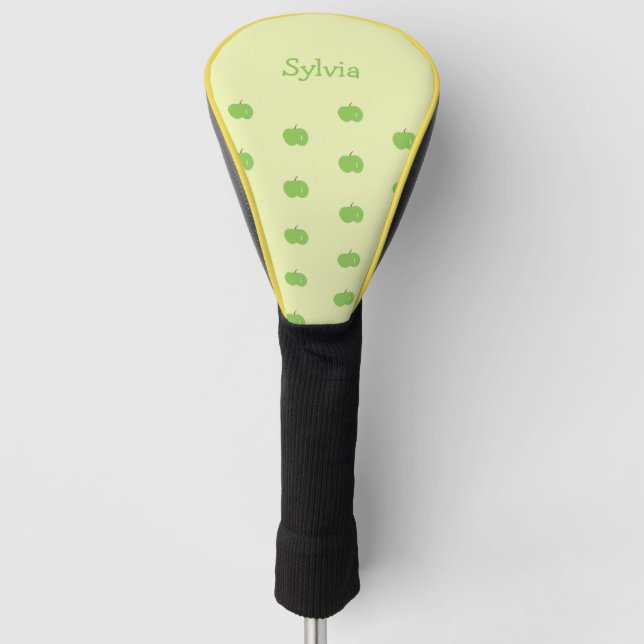 Green apples pattern monogram golf head cover (Front)