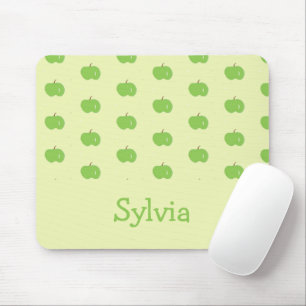 Green apples pattern monogram mouse mat