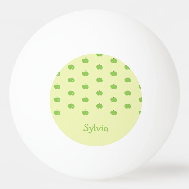Green apples pattern monogram ping pong ball (Front)