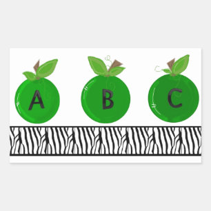 Green Apples with a Zebra Print Border Rectangular Sticker
