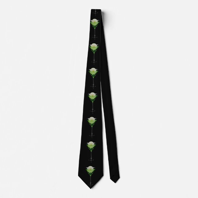 Green appletini cocktail fun tie (Front)