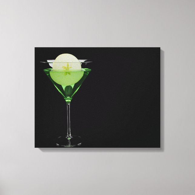 Green appletini cocktail with slice of apple canvas print (Front)
