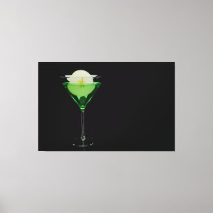 Green appletini cocktail with slice of apple canvas print