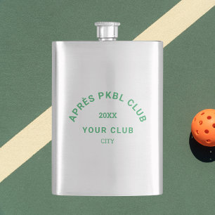 Green Après PKBL Club Crest Pickleball Hip Flask