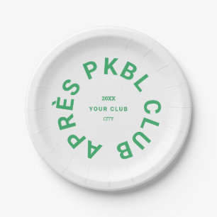 Green Après PKBL Club Crest Pickleball Paper Plate