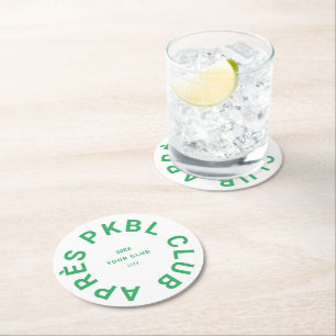 Green Après PKBL Club Crest Pickleball Round Paper Coaster