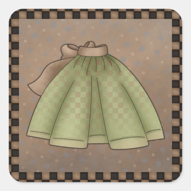 Green Apron Square Stickers (Front)