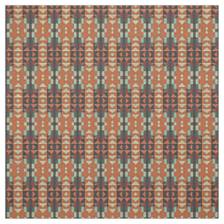 Green Aqua Turquoise Red Orange Brown Ethnic Look Fabric