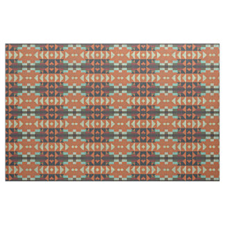 Green Aqua Turquoise Red Orange Brown Ethnic Look Fabric