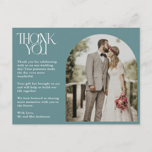 Green Arch Photo Wedding Thank You Postcard