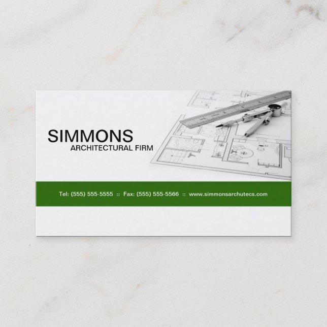 Green Architectural Blue Print Business Card (Front)