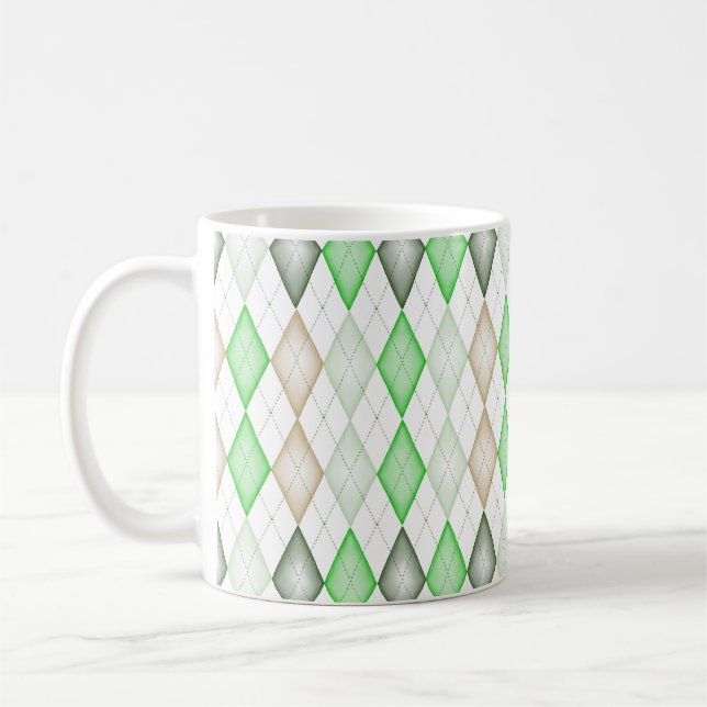 Green Argyle Coffee Mug (Left)