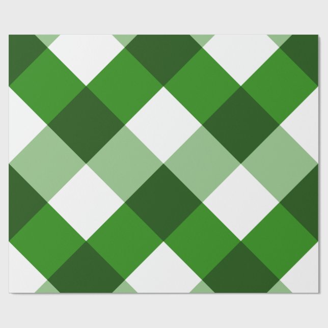 Green Argyle Diamond Pattern Wrapping Paper (Flat)