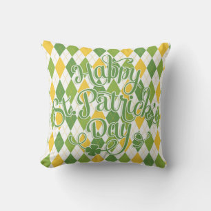 Green Argyle - Happy St. Patrick's Day Cushion