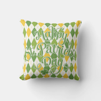 Green Argyle - Happy St. Patrick's Day Cushion