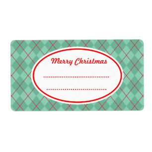 Green Argyle Merry Christmas Labels