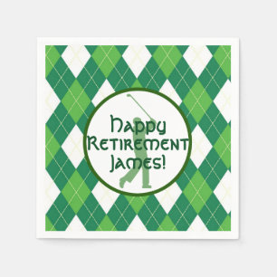 Green Argyle Pattern and Golf Party Napkin