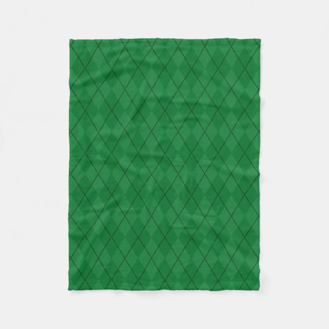 Green argyle pattern fleece blanket (Front)