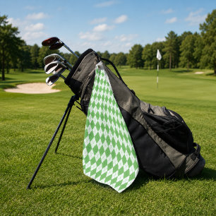 Green Argyle Pattern Golf Towel
