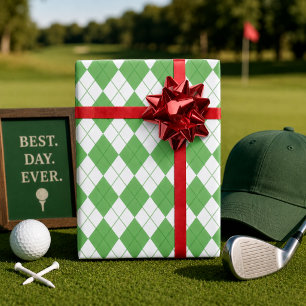 Green Argyle Pattern Golf Wrapping Paper