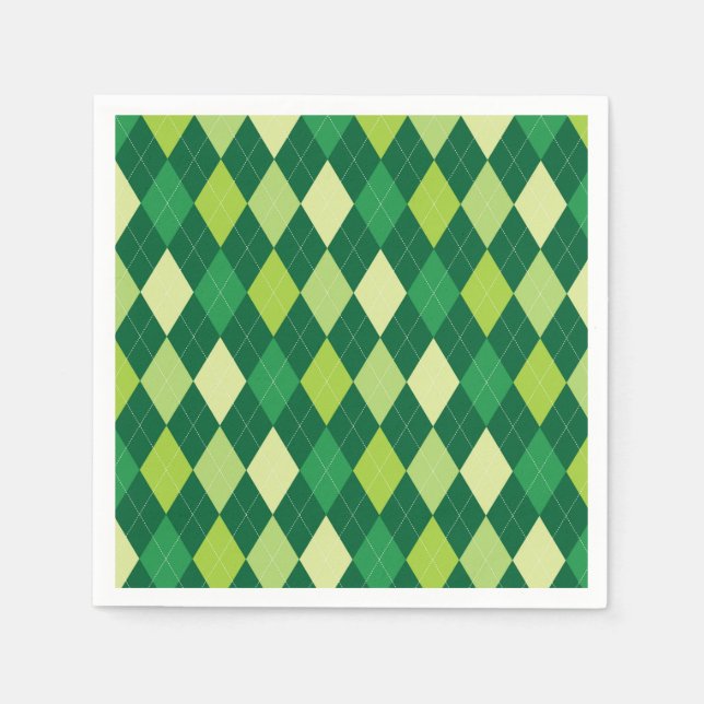 Green argyle pattern napkin (Front)