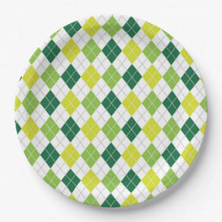 Green Argyle Pattern Paper Plate