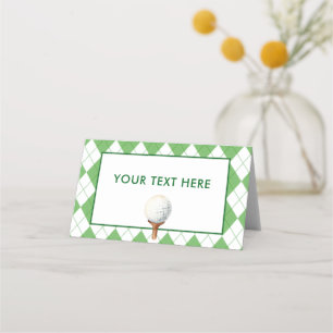 Green Argyle Plaid Golf Food Label Place Card