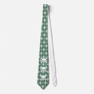 Green Argyle Skull Tie