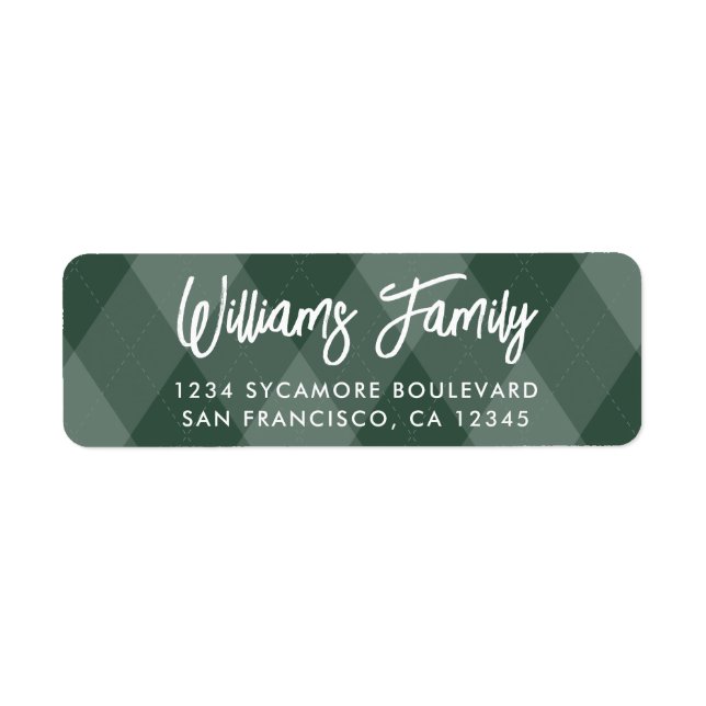 Green Argyle Tartan Plaid Family Return Address (Front)
