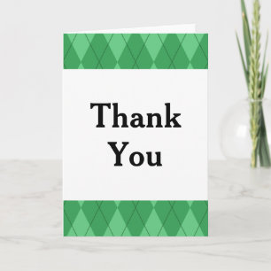 Green Argyle Thank You Card