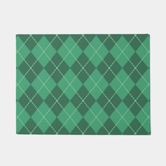 Green Argyle Welcome Doormat (Front)