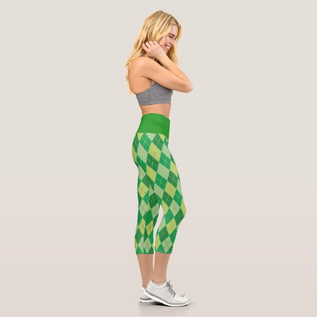 Green Argyle Yoga Capris Leggings (Right)