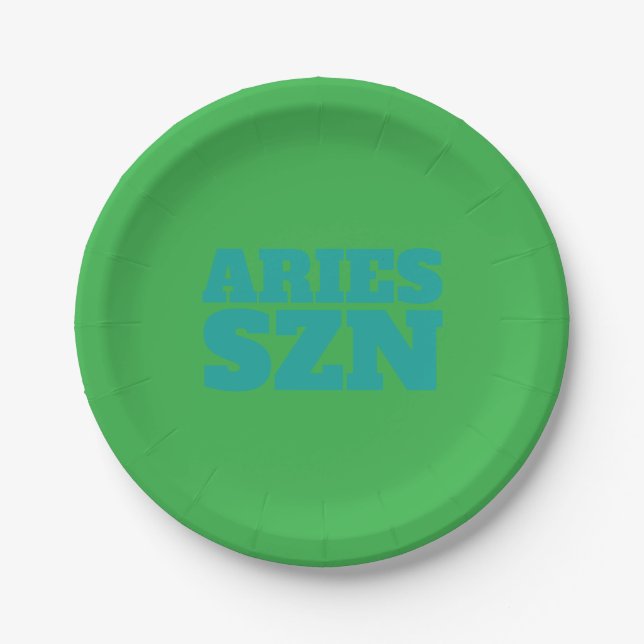 Green Aries SZN Cool Paper Plate (Front)