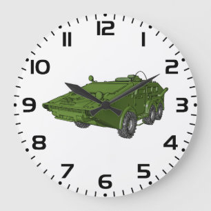 Green Armoured Military Vehicle Large Clock