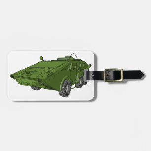 Green Armoured Military Vehicle Luggage Tag