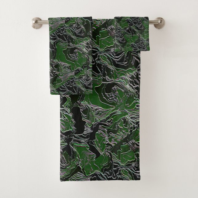 Green Army Camo Bath Towel Set (Insitu)