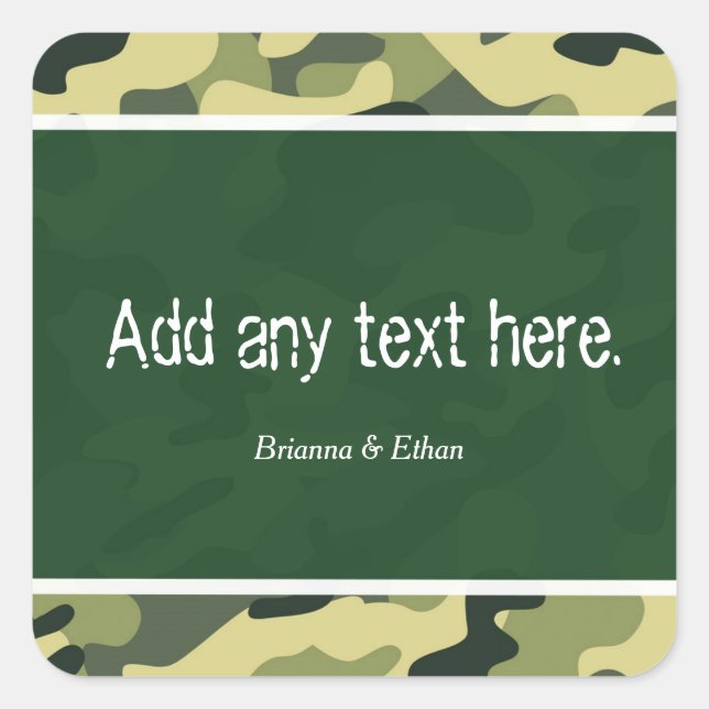 Green Army Camo Camouflage Party Favour Stickers (Front)