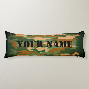 Green army camo camouflage print custom name body cushion