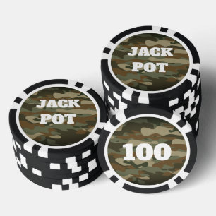 Green army camo custom casino poker chips